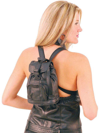 Small Black Leather Backpack Handbag #BPS1