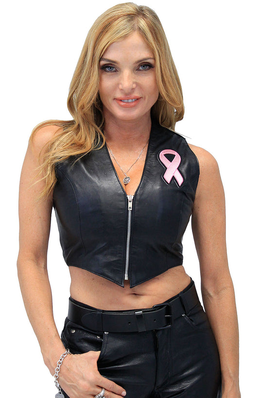 Breast Cancer Zipper Vest #VL3027RIB