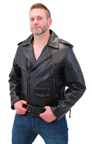 (d) Jamin' Antique Classic Leather Motorcycle Jacket #MA110Z (XL-3X)