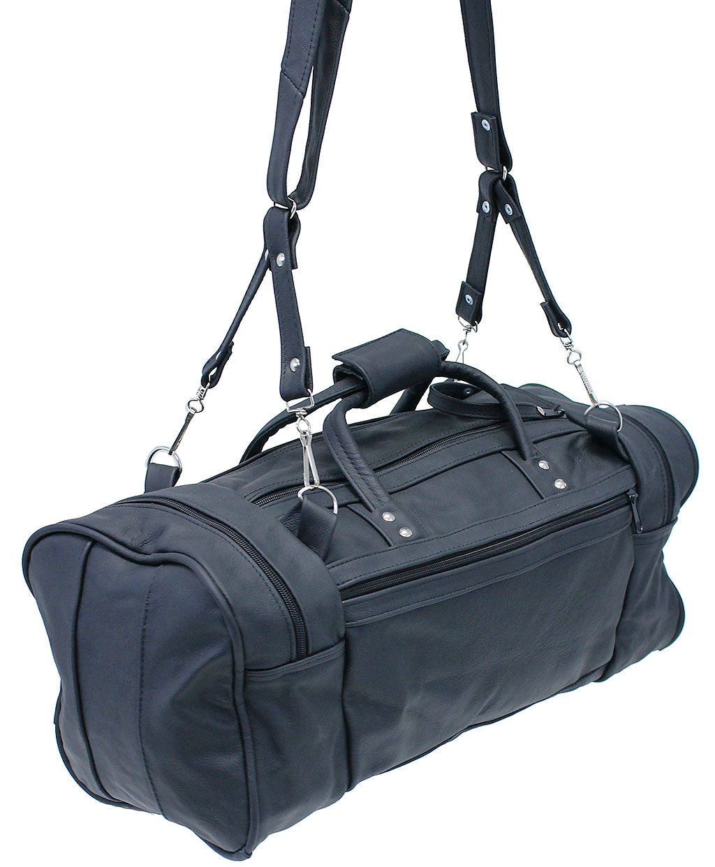 Black Heavy Leather Duffel Bag #P3101K