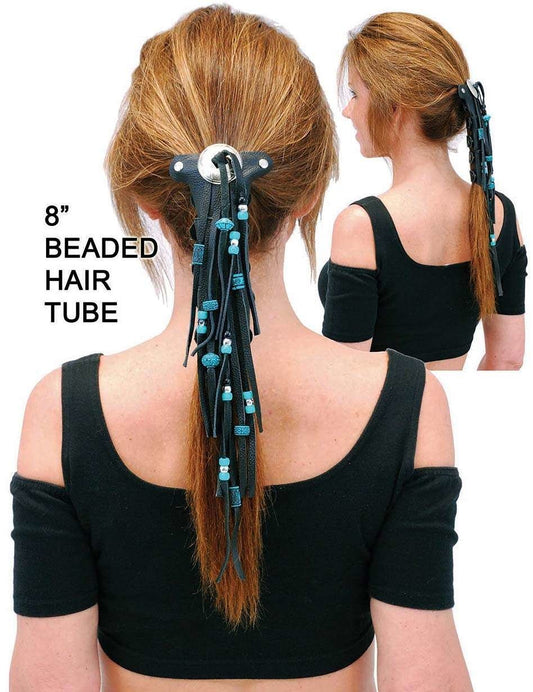 Long Turquoise Beaded Hair Tube #AHW654FBT