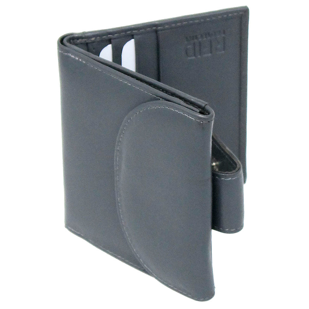 Super Thin Gray Leather RFID Wallet #WL10RFIDGY