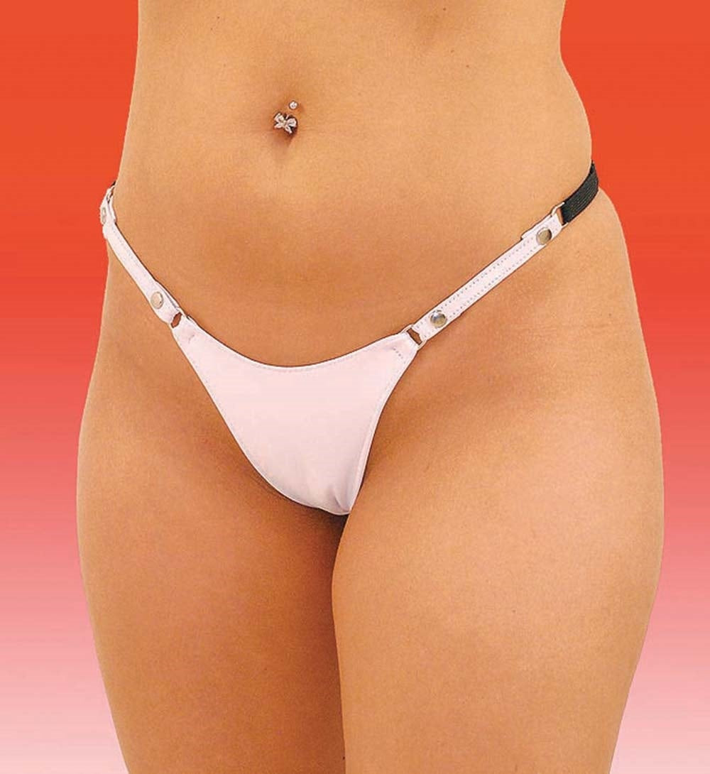 Snap Away White Leather Thong #UGT8093W