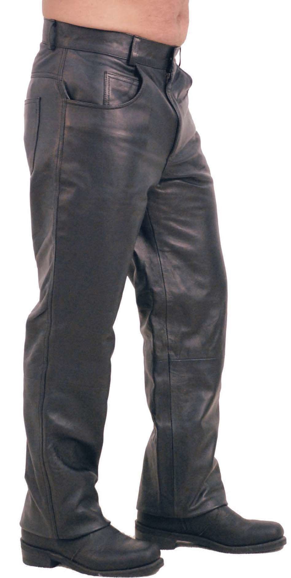 Mens black lambskin leather pants deals