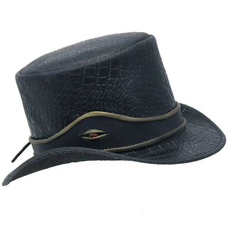 Black Leather Crocodile Eye Tophat #H2205EYEK