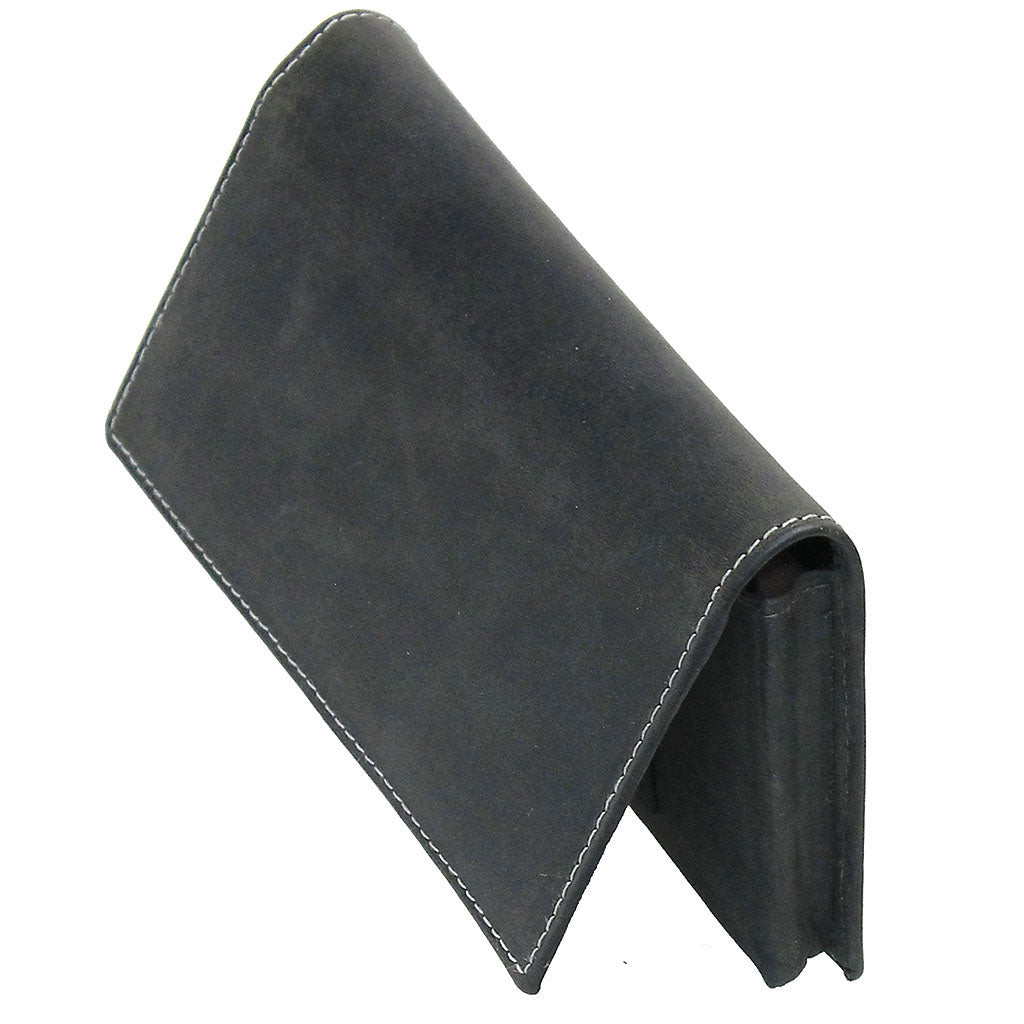 Charcoal Vintage Long Leather RFID Wallet Checkbook #W513520KID