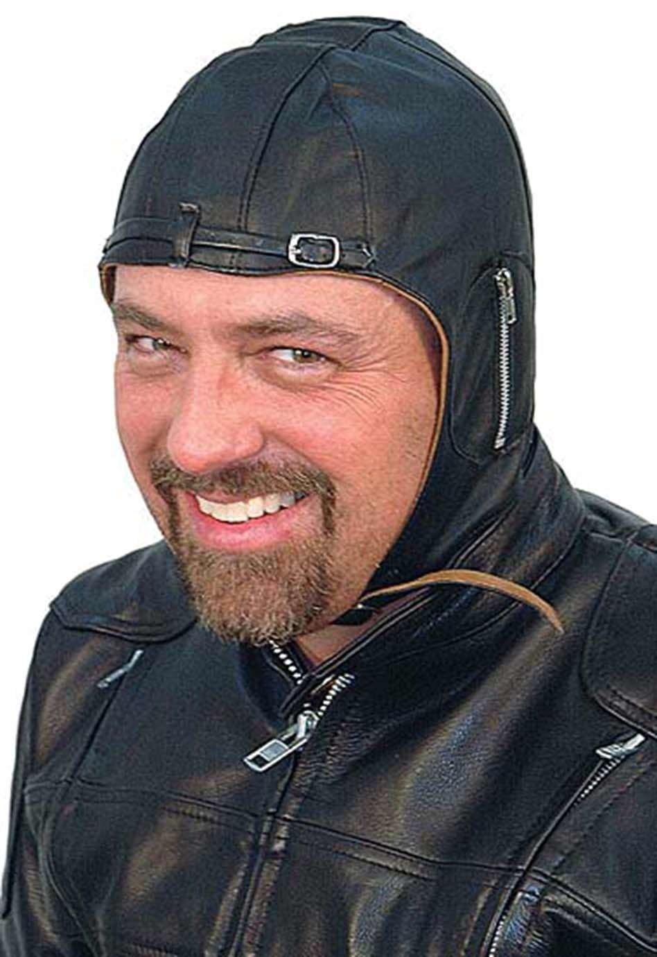 aviator style motorcycle helmet Leather Aviator Helmet/cap #H1381A – Jamin Leather®