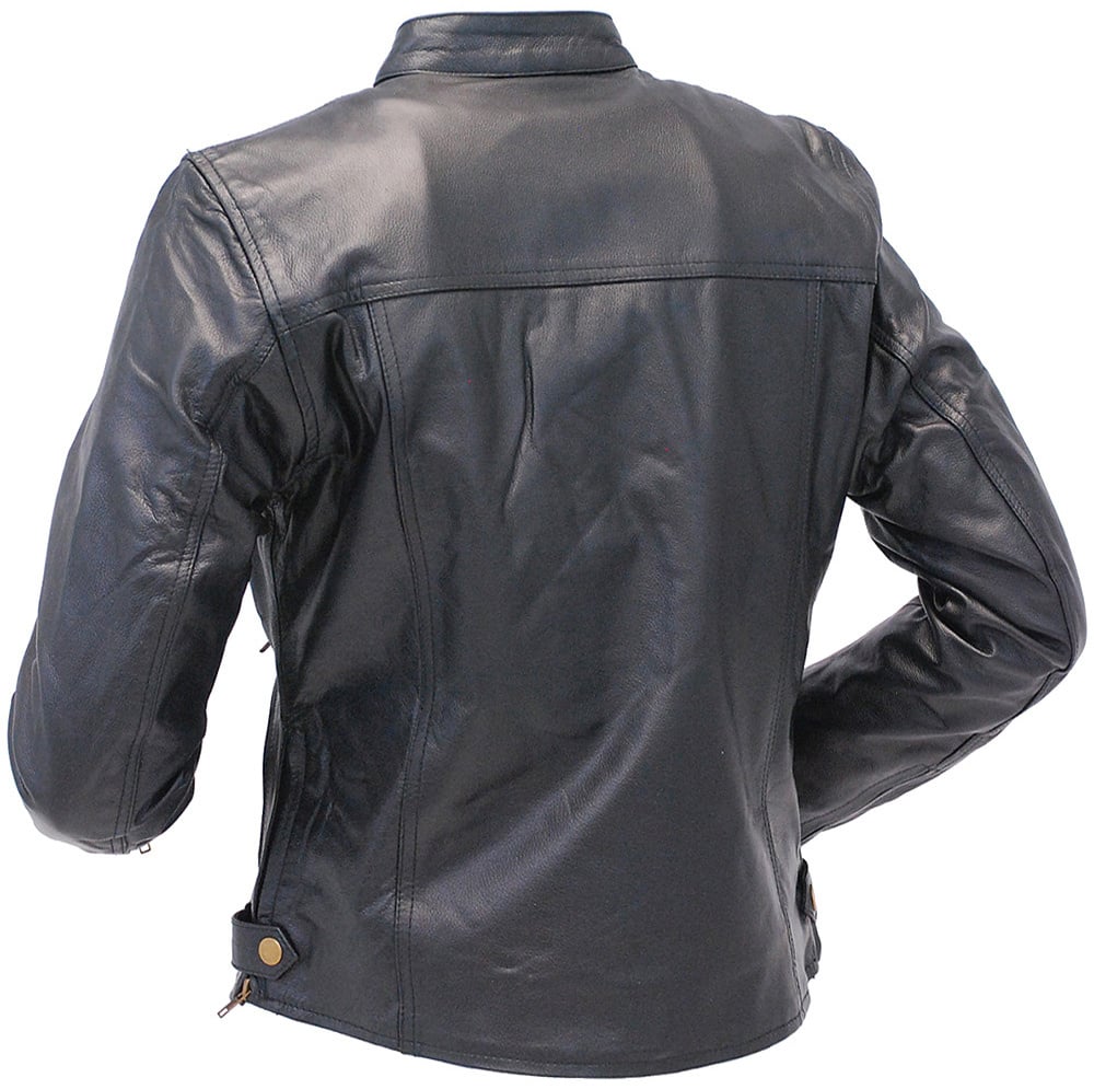 Classic Leather Cafe Racing Jacket for Women #L6557ZK (S-3X)