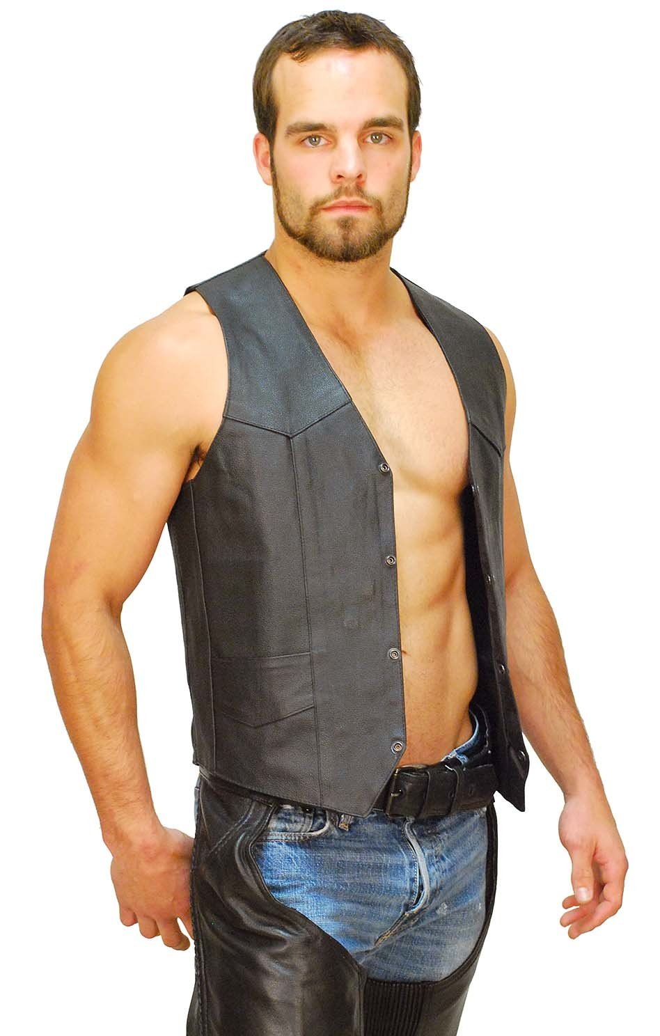 Buffalo Leather Motorcycle Biker Vest #VM802K