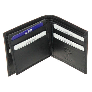 Hair-On Black Leather Bifold RFID Wallet Flip-Up ID #WB26502HKID