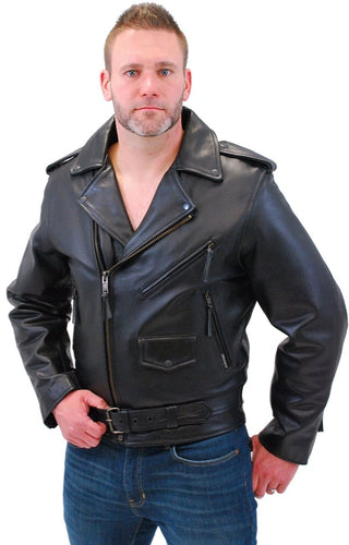 (d) Jamin' Antique Classic Leather Motorcycle Jacket #MA110Z (XL-3X)