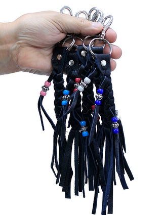 Jamin Leather Braided Bead Key Chain Tassel Key Ring Made in USA #AKC9038K