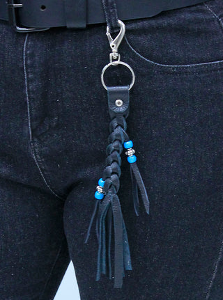 Jamin Leather Braided Bead Key Chain Tassel Key Ring Made in USA #AKC9038K