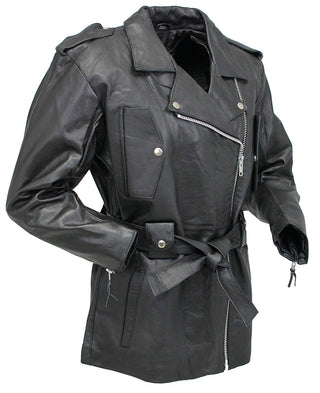 Ladies 3/4 Length Belted MC Jacket - Special #L8251K (S-L)