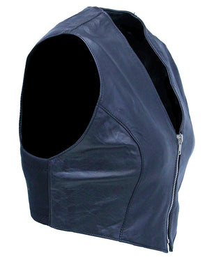 Lambskin Leather V-Neck Zip Crop Vest #VL3026ZK (XS-XL)