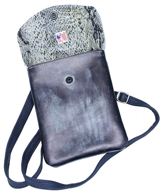 Large Hand Antiqued Gray Leather Clip Pouch #PKK2304TGY