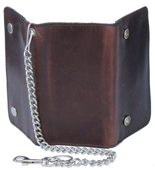 Large Oil Tanned Brown Multi-Compartment Chain Wallet #WC57671N