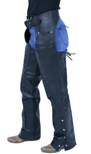 Leather Chaps w/Adjustable Lace Thigh #C1115L (XS-M,2X-5X)