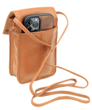 Light Brown Leather Cross Body Phone Case with Tassel #P5061FN