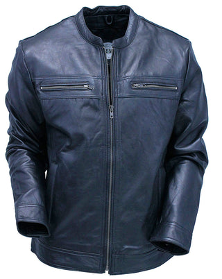 Men’s Black Lightweight Leather Motorcycle Jacket #M69240K