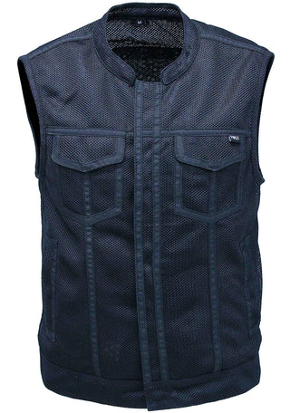 Men’s Black Moto Mesh Motorcycle Vest #VMC6890VGK