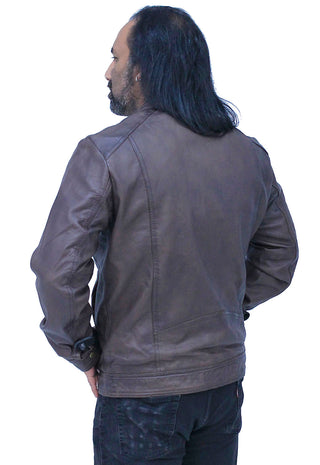 Men’s Brown Lightweight Leather Motorcycle Jacket #M69241N