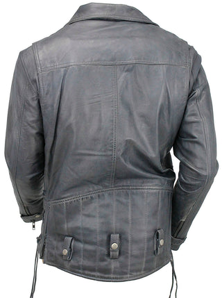 Men’s Charcoal Gray Double Zip MC Leather Jacket #MA24800GGY