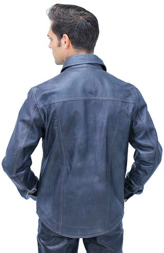 Men’s Charcoal Gray Leather Shirt #MS24806GGY