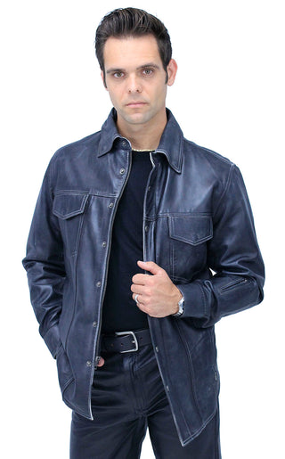 Men’s Charcoal Gray Leather Shirt #MS24806GGY