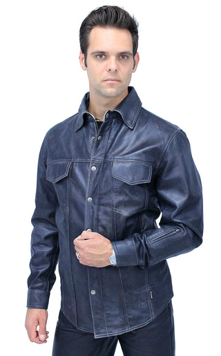 Men’s Charcoal Gray Leather Shirt #MS24806GGY