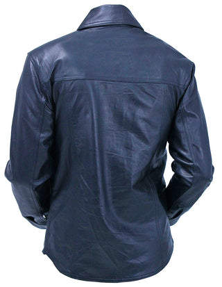 Men’s Classic Black Leather Shirt with Zipper and Snaps #MS24804GK