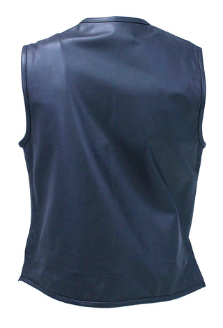 Men’s Collarless Leather Zipper Club Vest with 4 Zip Pockets #VM6721GZK - MENS VEST