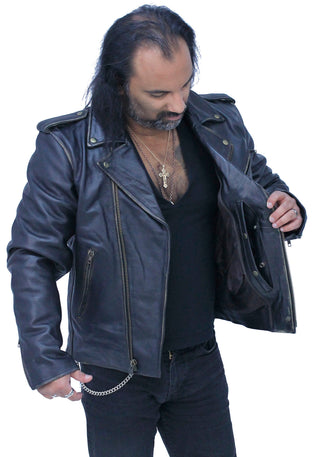 Men’s Dark Brown Antiqued Leather Motorcycle Jacket #MA3121ZN