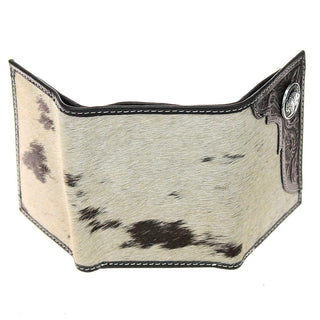 Men’s Hair-On Trifold Leather RFID Wallet with Buffalo Nickel #WT26511HNID
