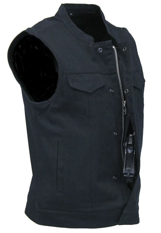 Men's Heavy Denim Black Club Vest w/Easy Access #VMC629GZK