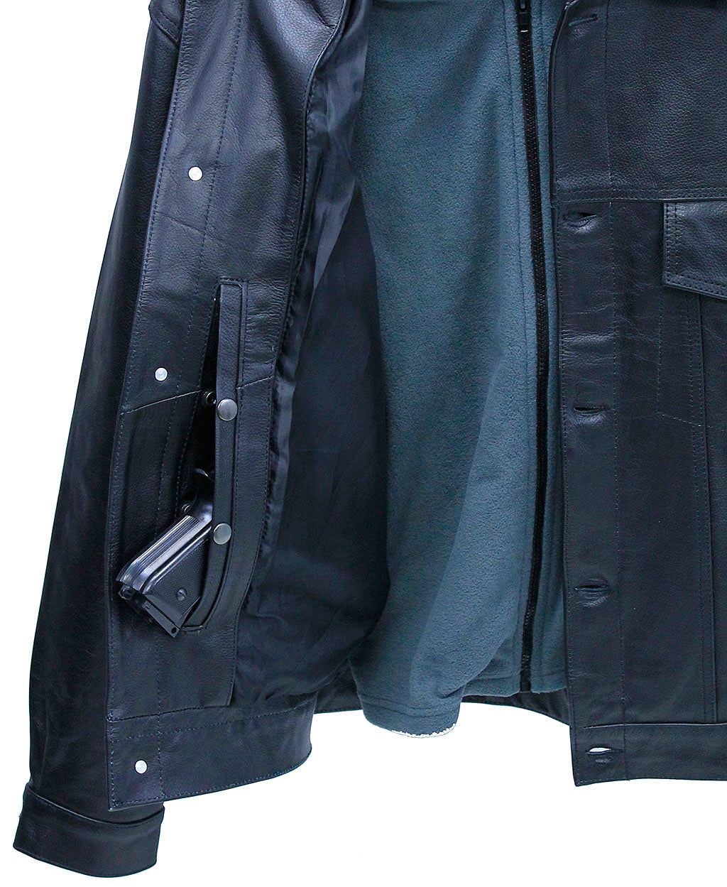 Mens Leather Jean Jacket Hoodie Concealed Pockets – Jamin Leather®