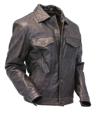 Mens Leather Jacket Vintage Jean Jacket Style #M321GY