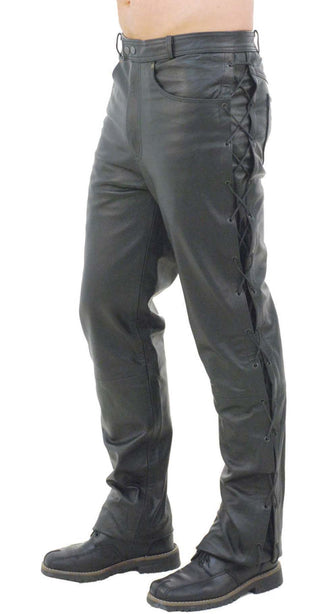 Men’s Leather Pants w/Side Lacing #MP751L ()
