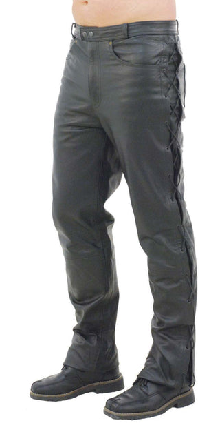 Men’s Leather Pants w/Side Lacing #MP751L ()