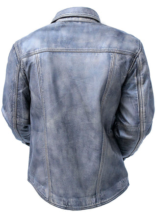 Men’s Leather Shirt in Taupe/Black Vintage Lambskin #MS24807GK