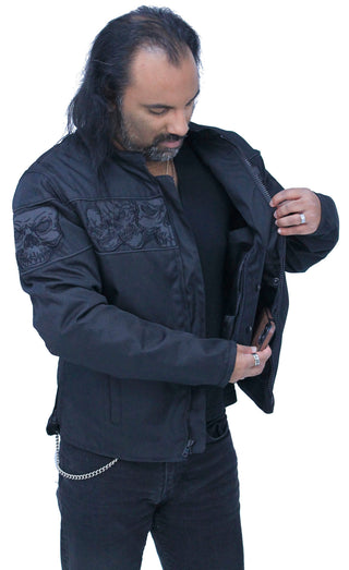 Men’s Lightweight Reflective Skull Jacket w/Vents & Concealed Pockets #MC36260SK
