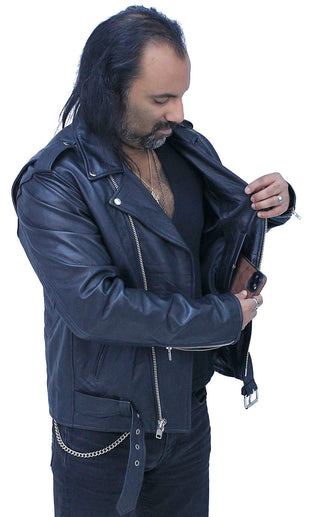 Men’s Lightweight Soft Lambskin Leather MC Jacket #M100LAMBK - Jacket