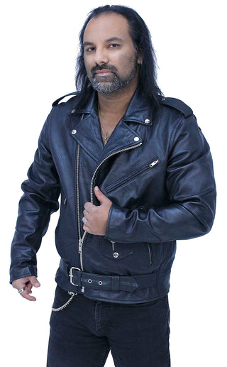 Men’s Lightweight Soft Lambskin Leather MC Jacket #M100LAMBK - Jacket