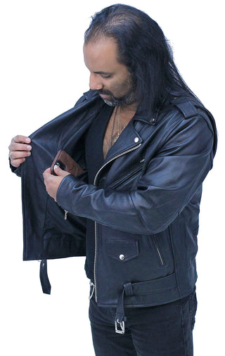 Men’s Lightweight Soft Lambskin Leather MC Jacket #M100LAMBK - Jacket