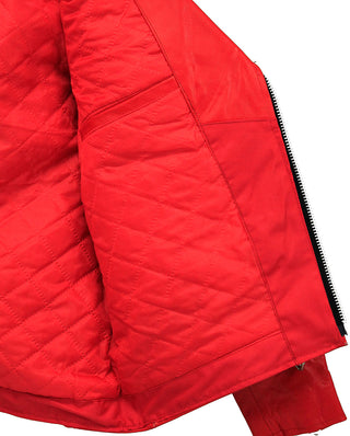 Men’s Red Leather Motorcycle Jacket w/Quilted Lining #M1116QR
