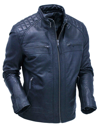 Men’s Super Soft Lambskin Leather Jacket with Quilting #M5500QK