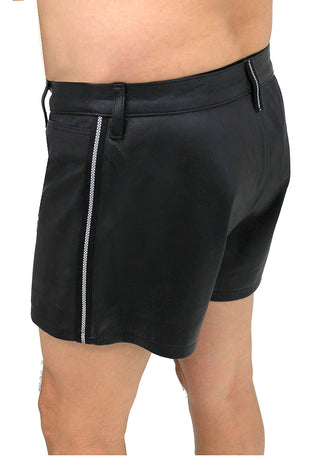 Men’s Ultra Premium Leather Shorts w/Side Stripes #SHM1072RK