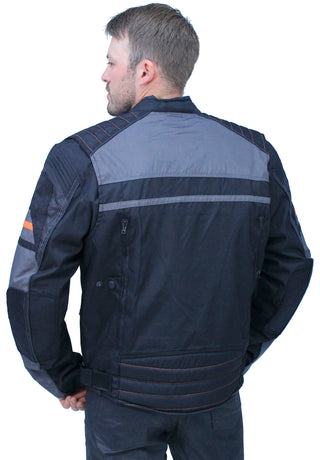 Men’s Vented Gray Orange Textile Jacket with Armor #MC360316AZV