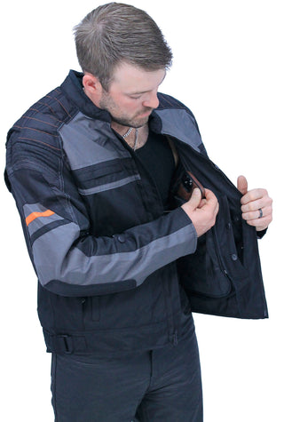 Men’s Vented Gray Orange Textile Jacket with Armor #MC360316AZV