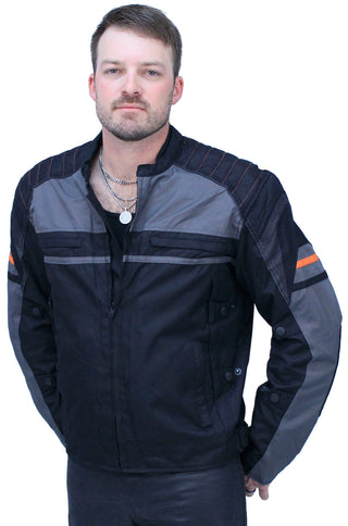 Men’s Vented Gray Orange Textile Jacket with Armor #MC360316AZV
